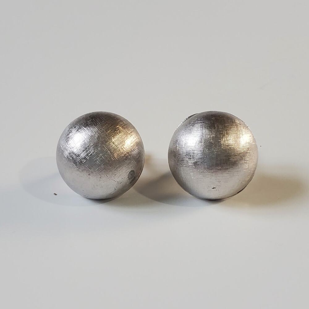 Vintage Harry S Bick HSB Sterling Silver Textured Dome Screw Back Earrings